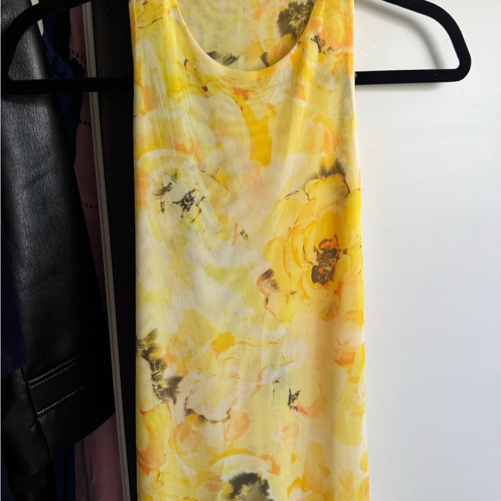 Floral Yellow Sleeveless Dress